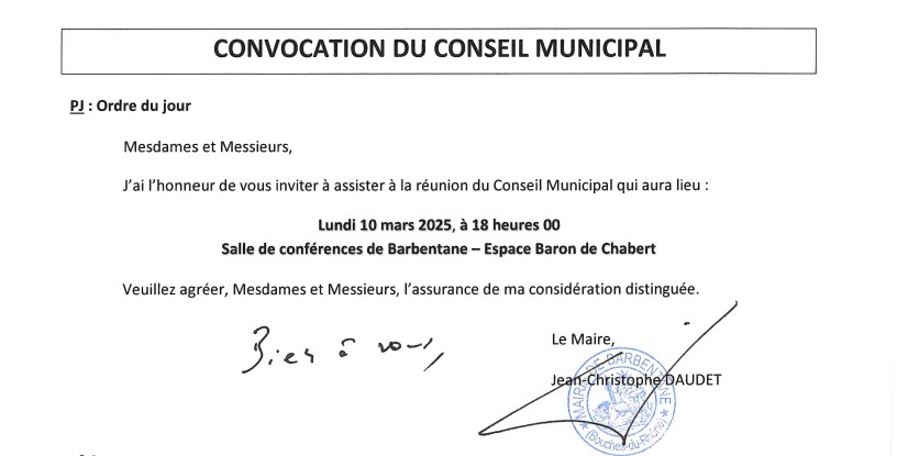 Conseil municipal : séance du 10 mars 2025